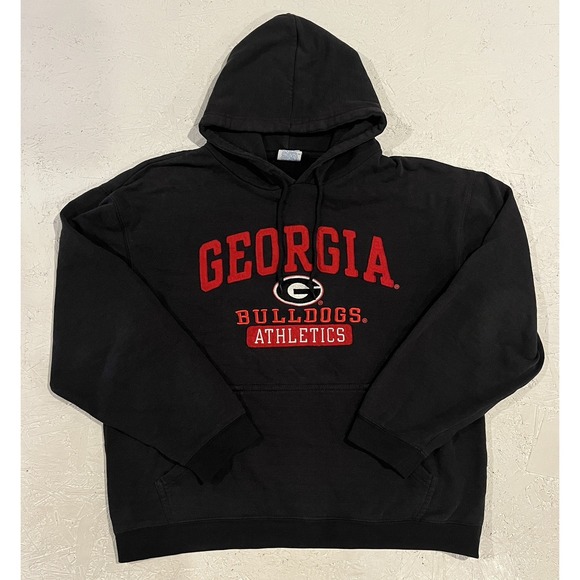 Vintage NCAA Georgia Bulldogs Sweatshirt Hoodie Embroidered Mens L Black Red - Picture 1 of 11